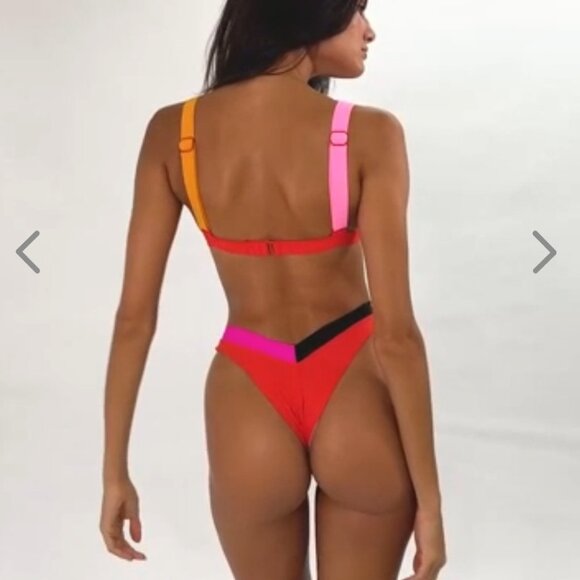 NWT OneOne Swimwear SET Bikini Malvinas Blue Red Black Jesse Kameron NEW Small - Picture 9 of 11
